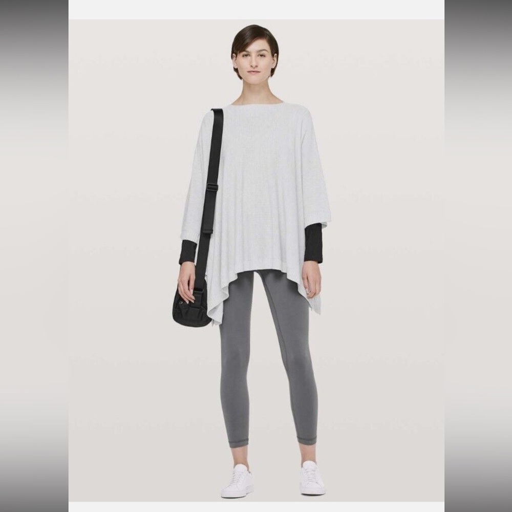 Lululemon Athletica Gray Poncho Sweater with Asymmetrical Hem -‎ light gray